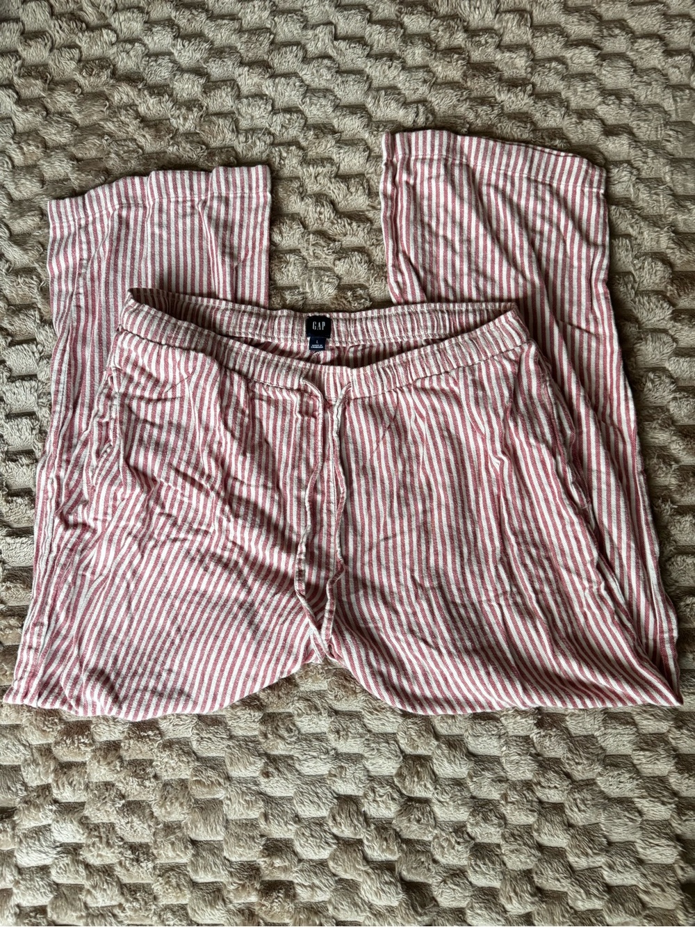 Gap Striped Red & White Linen Blend Pants Size Large